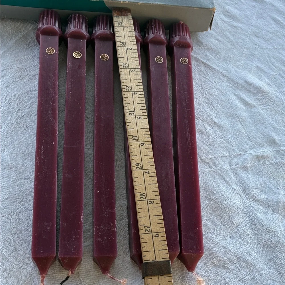 PartyLite 10" Maroon Unscented Dinner Candles 6 Pack Square USA MULBERRY Vintage - Picture 7 of 10